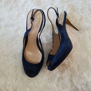 Navy and gold heels